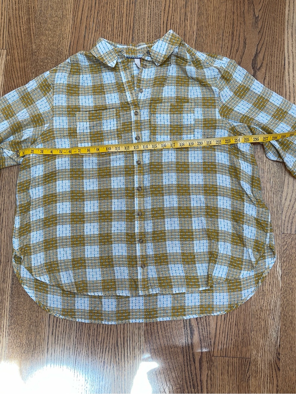 Pilcro Mustard Plaid Button-Up Shirt - Picture 3 of 11
